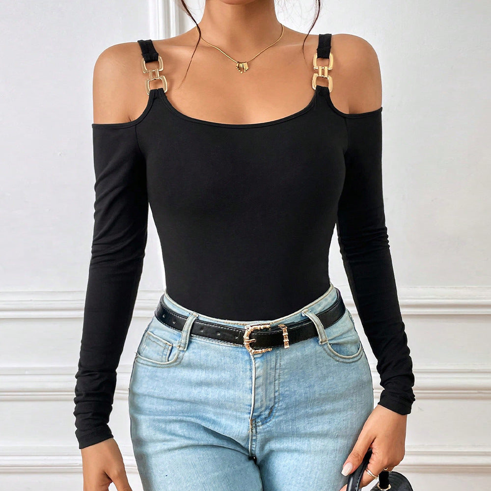 NOELLE | METAL-HOOK OFF-SHOULDER TOP