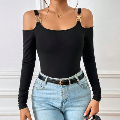 NOELLE | METAL-HOOK OFF-SHOULDER TOP