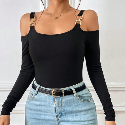 NOELLE | METAL-HOOK OFF-SHOULDER TOP