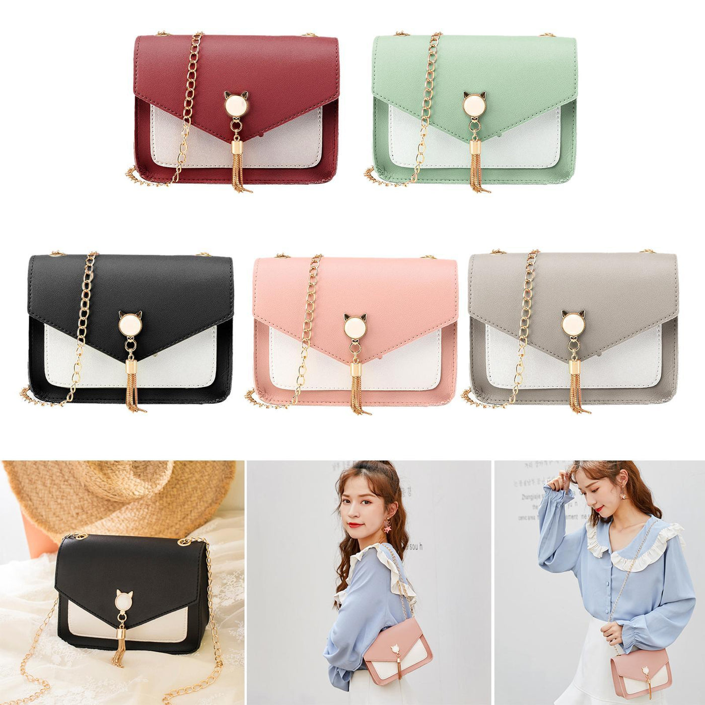 LUNA | CAT TASSEL SQUARE MESSENGER BAG