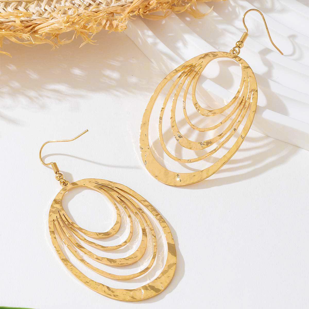 AURORA | THREE-LAYER OVAL DANGLE EARRINGS
