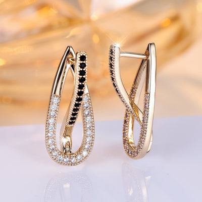 ONYX | ROUND ZIRCON DROP EARRINGS