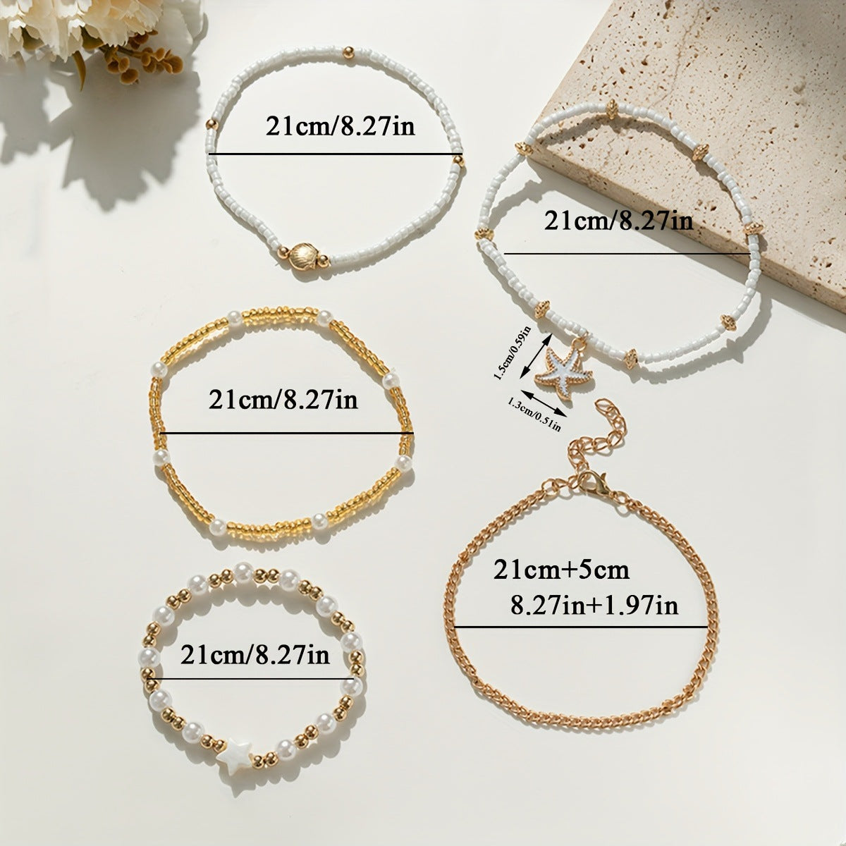 ASTRA | 5-PIECE STAR ANKLET SET