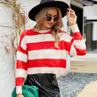 FIONA | STRIPED CREW NECK SWEATER