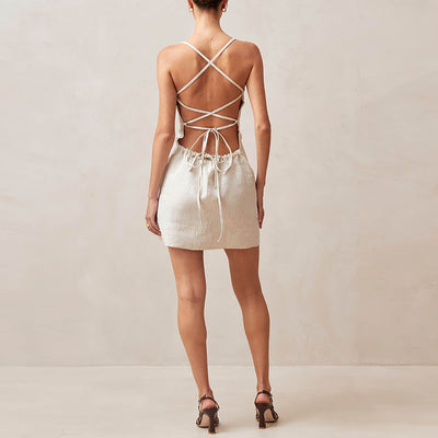 HARPER | LACE-UP SLEEVELESS DRESS