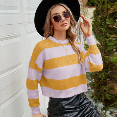 FIONA | STRIPED CREW NECK SWEATER